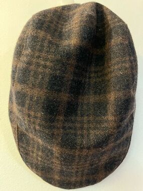 Stetson Black and Brown Plaid Newsboy Hat